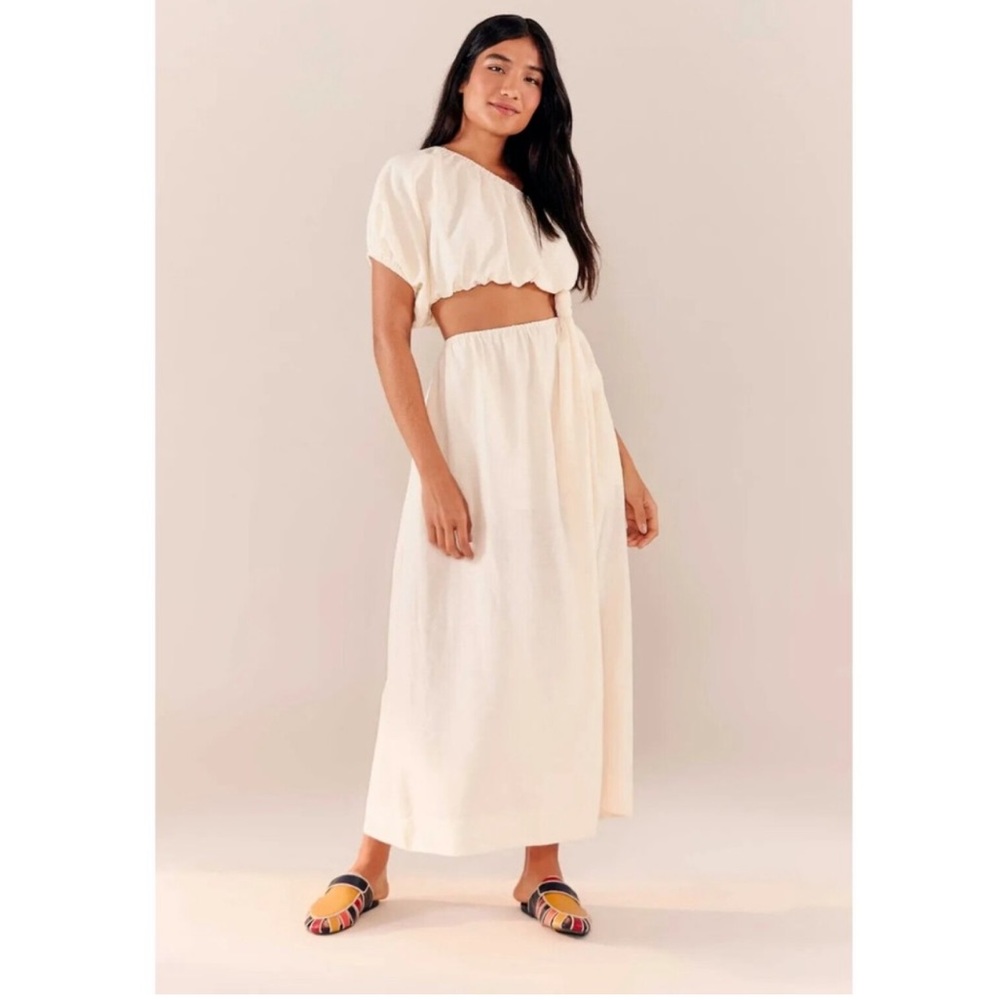 NWT FARM Off-White One Shoulder Dress. Size Medium